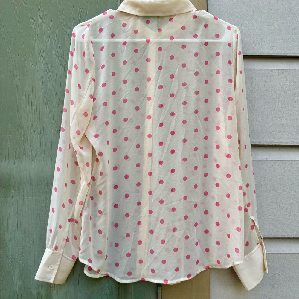 Hinge Cream and Pink Polka Dot Casual Shirt - Picture 3 of 3